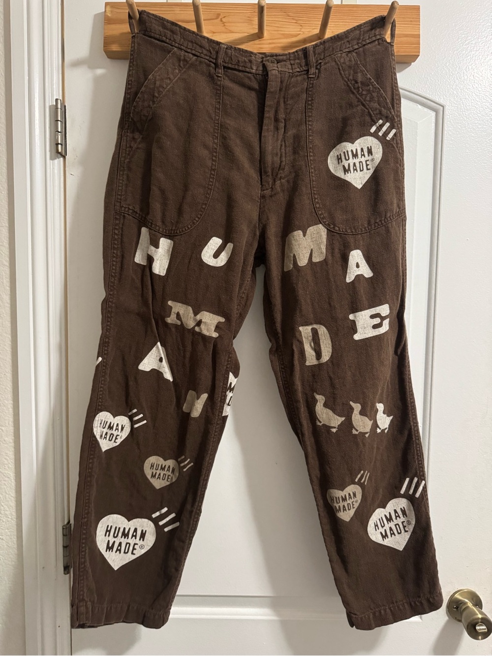 Human Made Brown Cargo Pants with White Logos